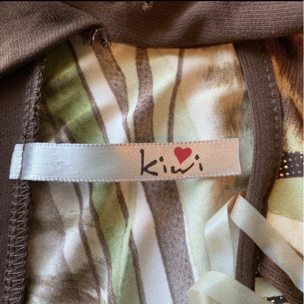 VTG Y2K Kiwi Top L Babydoll Brown Zebra Forest Fairy Whimsigoth Boho Grunge Tank - Picture 3 of 6